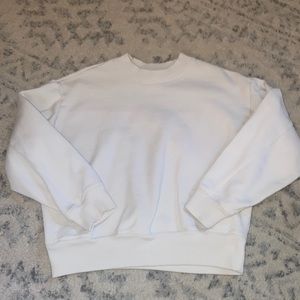 White Boxy Crewneck Sweatshirt